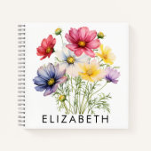 Carnet Cosmos Fleur Mois De Naissance Cadeau Customisé Po (Devant)