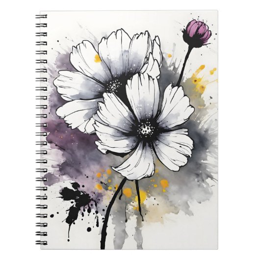 Carnet Cosmos - Fleurs aquarelles (Devant)