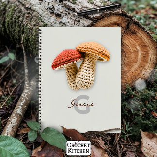 Carnet Cosy Cottagecore Crochet Champignons Monogramme No