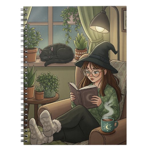Carnet Cosy Lecture Automne Nook - sorcière Chat Books Th (Devant)
