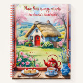 Carnet Cosy vue sur le gîte avec thé et gâteaux (Devant)