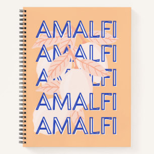 Carnet Côte d'Amalfi, Italie Travel Art, Preppy, Orange
