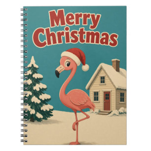 Carnet Cottage de neige de flamant rose pour Noël animal