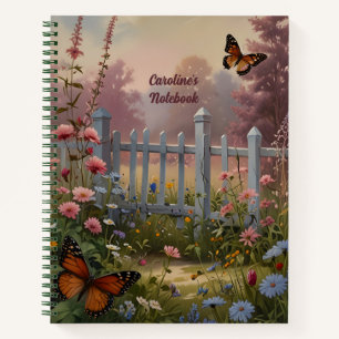 Carnet Cottage fleur d'été jardin clôtures papillons