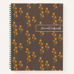 Carnet Cottagecore à la main Marigolds Monogramme Noir No