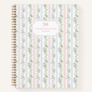 Carnet Cottagecore   florale à rayures millénaires
