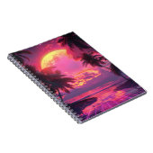 Carnet Coucher de soleil 3d sur la plage. Palmiers rétro (Côté Droit)