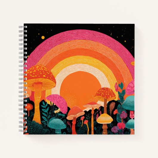 Carnet Coucher de soleil aux champignons psychédéliques – (Devant)