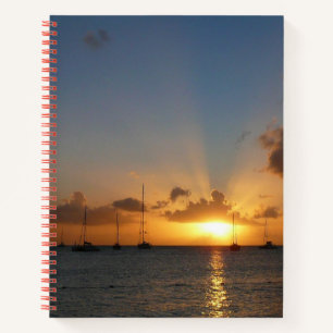 Carnet Coucher de soleil avec voiliers Paysage tropical P