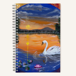 Carnet Coucher de soleil Golden Swan - œuvre d'art faite