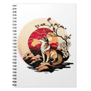 Carnet Coucher de soleil japonais Shiba Inu Dog Ukiyo e S