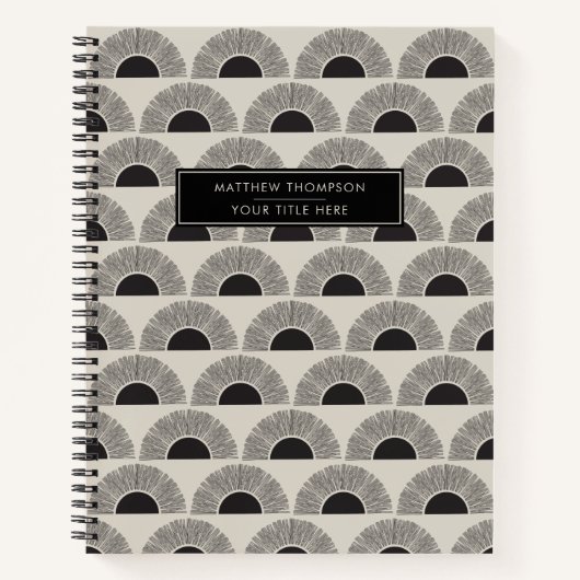 Carnet Coucher de soleil noir et beige moderne Motif d'ar (Devant)