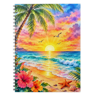 Carnet Coucher de soleil paradis tropical Art de plage à 