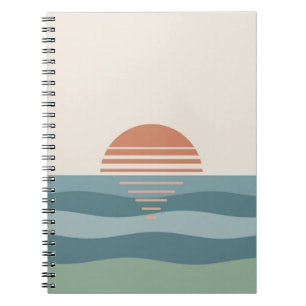 Carnet Coucher de soleil rétro calme Horizon pastel