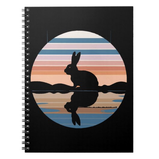 Carnet Coucher de soleil rétro de lapin (Devant)