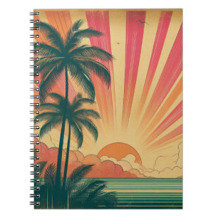 Carnet Coucher de soleil rétro/tropical vintage/hawaïen