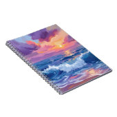Carnet Coucher de soleil rose violet | Aquarelle reflets  (Côté Droit)
