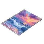 Carnet Coucher de soleil rose violet | Aquarelle reflets  (Côté gauche)