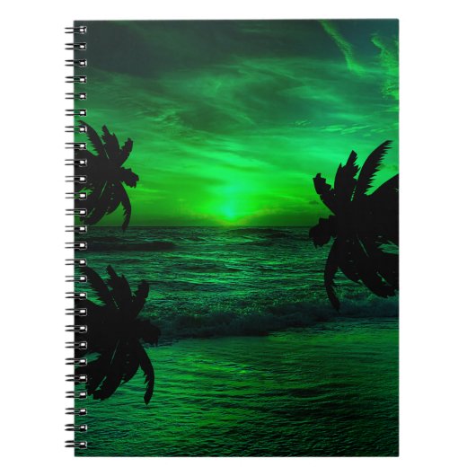 CARNET COUCHERS DE SOLEIL VERTS PAYSAGE OCÉANIQUE (Devant)