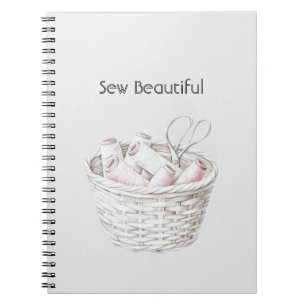 Carnet Coudre Beau Panier de Fil Rose Blanc Blush