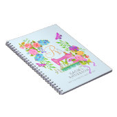 Carnet Coudre Ruban Floral Monogramme bleu (Côté Droit)