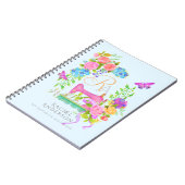 Carnet Coudre Ruban Floral Monogramme bleu (Côté gauche)