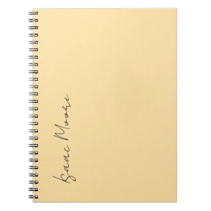 Carnet Couleur Beige Élégant Simple Nom de Calligraphie S