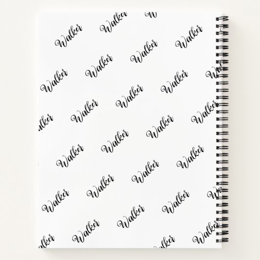 Carnet Couleur blanche simple - Nom initial Monogrammé (Dos)