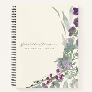 Carnet Couleur d'eau de la végétation fleurie pourpre R