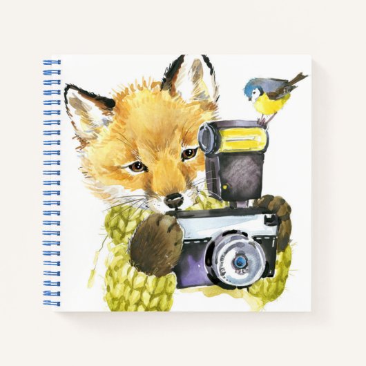 Carnet Couleur d'eau mignonne Fox prendre des photos (Devant)