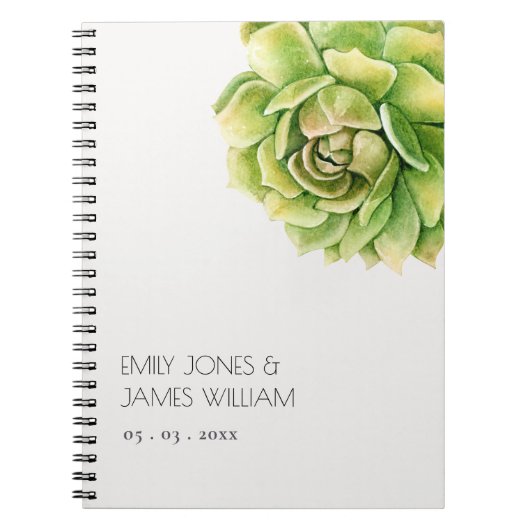 CARNET COULEUR D'EAU VERTE VIBRANT SUCCULENT MARIAGE (Devant)
