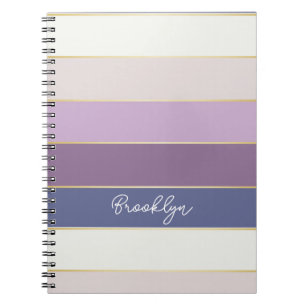Carnet Couleur d'été personnalisée en or violet Bandes