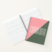 Carnet Couleur géométrique Bloc rose vert Nom personnalis (Intérieur)
