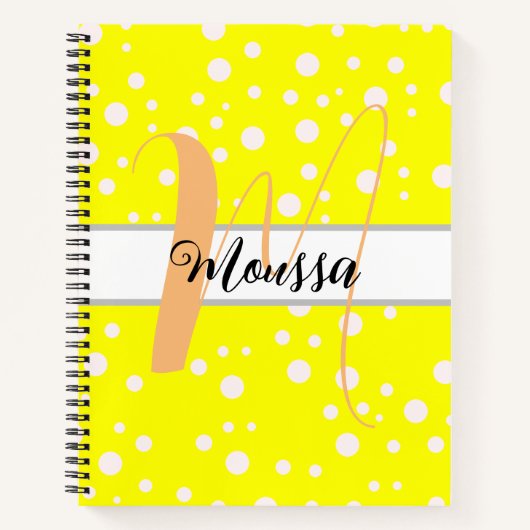 Carnet Couleur jaune blanc esthétique - Nom mignon Monogr (Devant)
