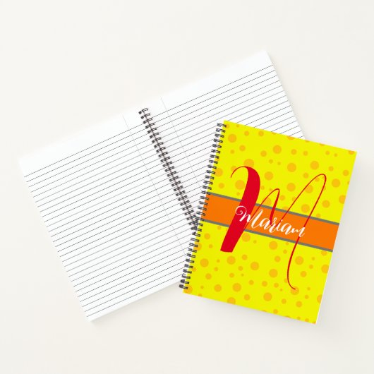 Carnet Couleur jaune citron esthétique - Monogramme avec  (Intérieur)