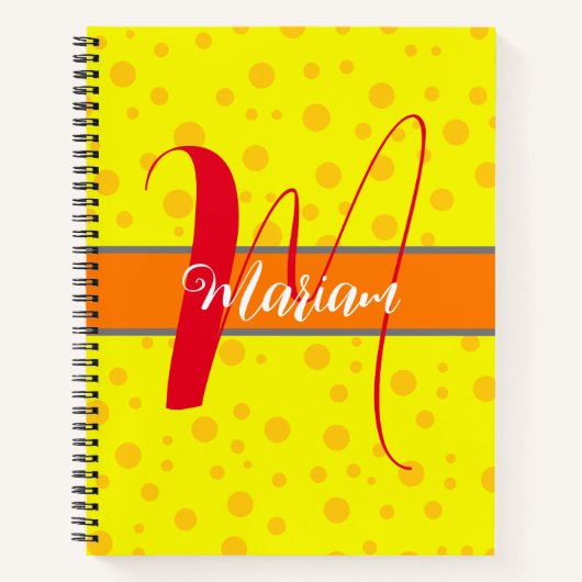 Carnet Couleur jaune citron esthétique - Monogramme avec (Devant)