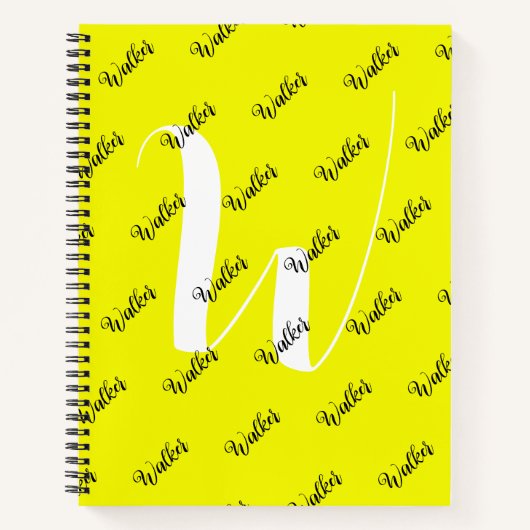 Carnet Couleur Jaune Élégante - Nom initial Monogramme (Devant)