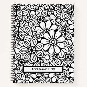 Carnet Couleur mignonne la couverture Floral Noir et Blan