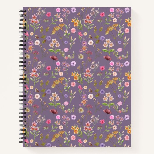 Carnet couleur motif-rose, pourpre, vert-vert (Devant)