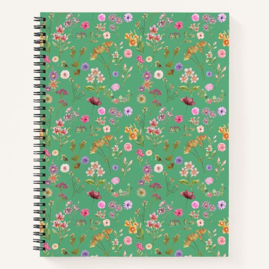 Carnet couleur motif-rose, pourpre, vert-vert (Devant)
