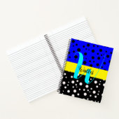 Carnet Couleur noir et bleu esthétique - Nom Monogramme (Intérieur)