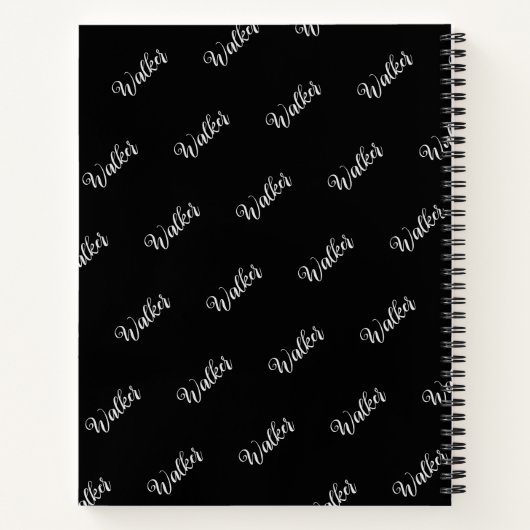 Carnet Couleur Noir Movée - Nom Initial Monogrammé (Dos)