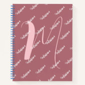 Carnet Couleur or Rose moderne - Nom initial Monogramme (Devant)