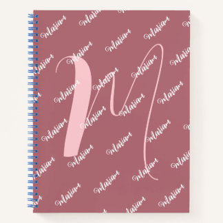 Carnet Couleur or Rose moderne - Nom initial Monogramme