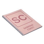 Carnet Couleur or rose nom monogramme simple professionne (Côté Droit)
