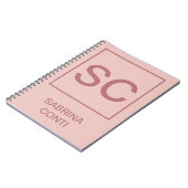 Carnet Couleur or rose nom monogramme simple professionne (Côté gauche)