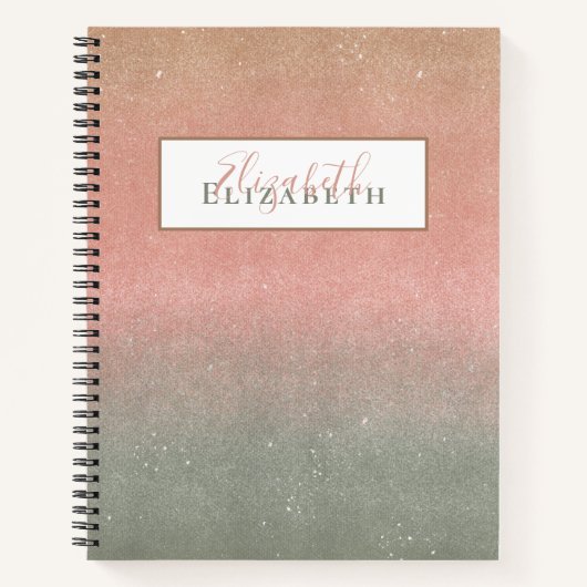Carnet Couleur pastel ombrée pailletée nom (Devant)