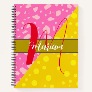 Carnet Couleur rose or esthétique - Nom initial Monogramm