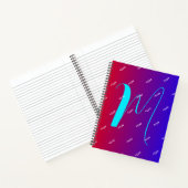 Carnet Couleur rouge et bleu dégradé - Nom du monogramme (Intérieur)