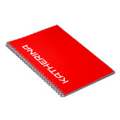 Carnet Couleur solide rouge | Nom blanc classique (Côté Droit)